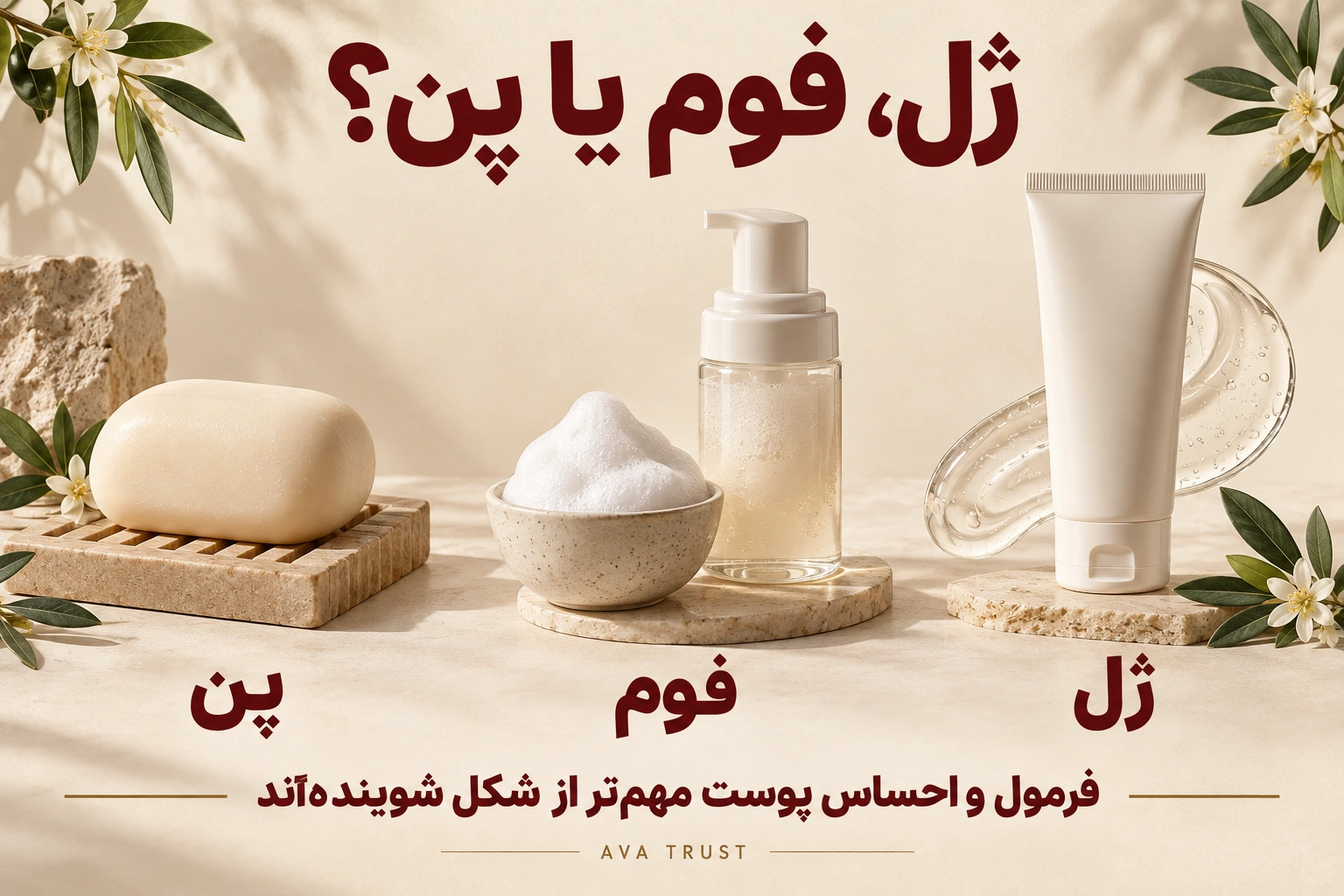 سه شکل شوینده صورت، ژل، فوم و پن؛ شکل محصول به‌تنهایی ملایمت آن را تعیین نمی‌کند.